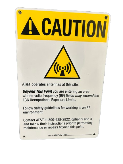 AT&T Caution 2 Rooftop Sign (PIM Rated) by Sky High Supply Company