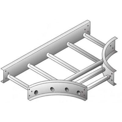 Aluminum 4x6 inch rooftop coax cable tray T-junction by COPE Atkore with splice hardware for NJ/NY installations.