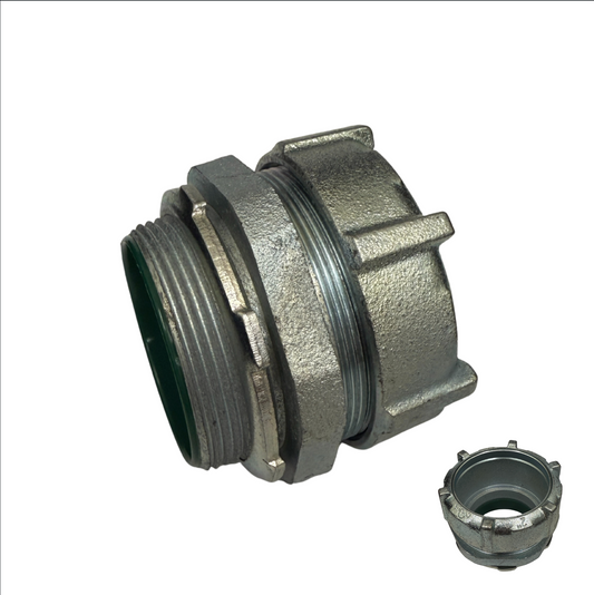 2 inch rigid malleable iron compression connector with insulated throat for conduit and IMC electrical installations