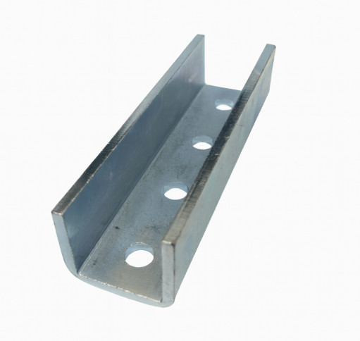 Rugged Four Hole Heavy Duty Strut Splice for securely joining strut channels. Sized at 7-1/4" x 1-5/8", it delivers reliable reinforcement and alignment in structural framing systems.