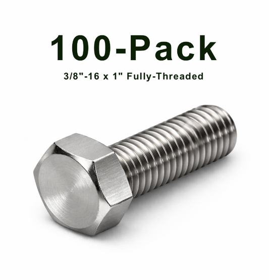 3/8"-16 x 1" Fully Threaded Stainless Hex Cap Bolt (100 Pack)