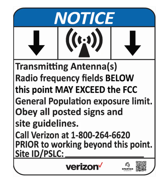 Verizon Blue Notice Down Arrow Pim Rated Sign (7.5"x6")