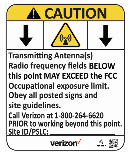 Verizon Yellow Caution Down Arrow Aluminum Sign (7.5"x6")