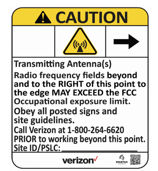 Verizon Yellow Caution Right Arrow Pim Rated Sign (7.5"x6")
