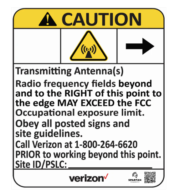 Verizon Yellow Caution Right Arrow Aluminum Sign (7.5"x6")