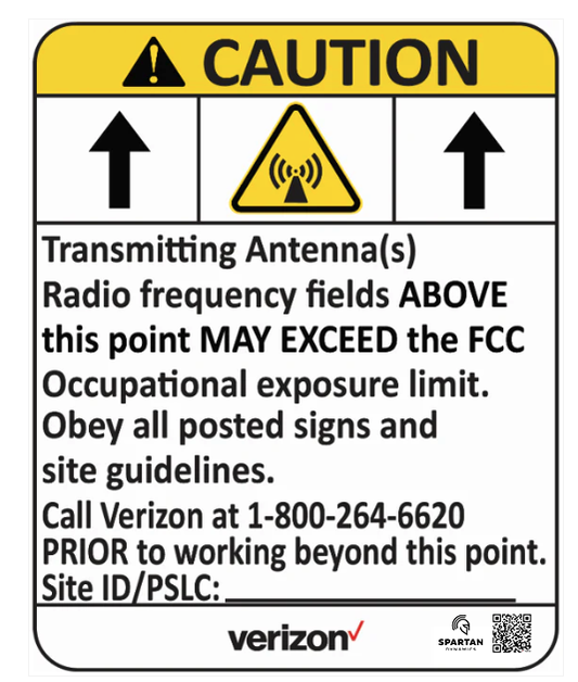 Verizon Yellow Caution Up Arrow Pim Rated Sign (7.5"x6")
