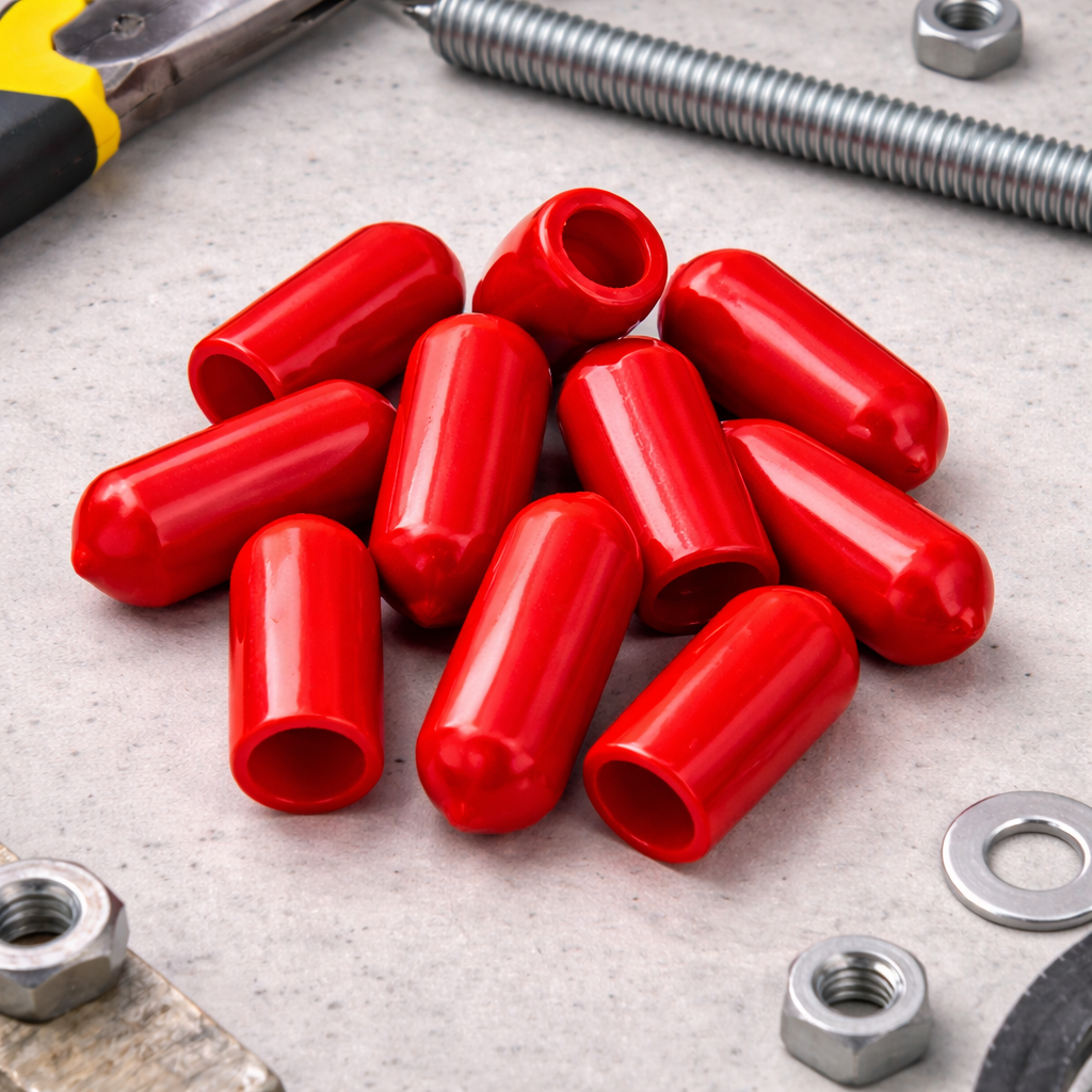 3/8" Red Vinyl Threaded Rod Safety Caps (Pack of 10)