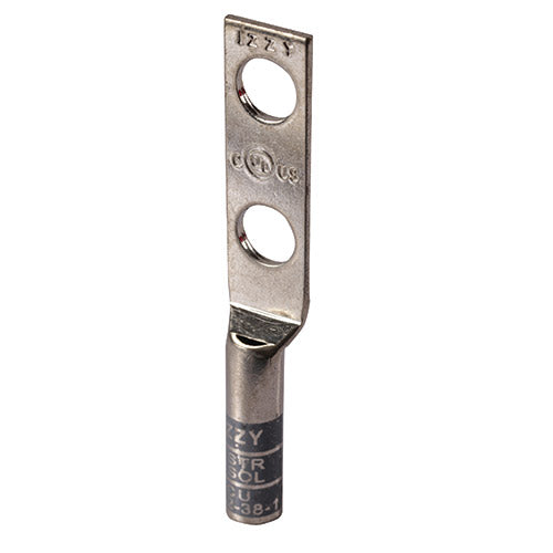 i2S2-38-1 Izzy Lug long barrel copper compression lug with two 3/8-inch holes, inspection window, UL Listed, CSA Certified