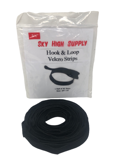 3/4" Black Velcro Hook & Loop Strips (Roll of 50)