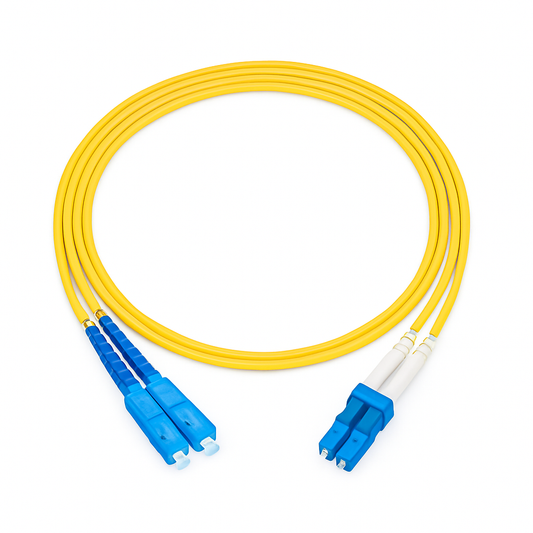 SC-LC Duplex Single Mode Yellow PVC Fiber Jumper (Various Sizes)
