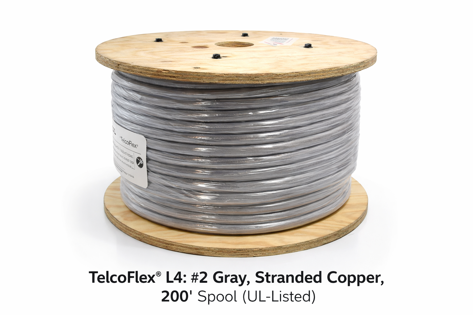 TelcoFlex® L4: #2 Gray, Stranded Copper, 200' Spool (UL-Listed)