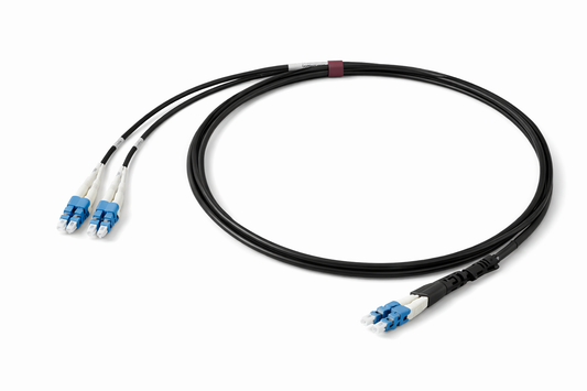 CommScope HELIAX FiberFeed FJ-4SM-008-5M 5 meter 4-fiber DLC to DLC singlemode fiber jumper with black jacket