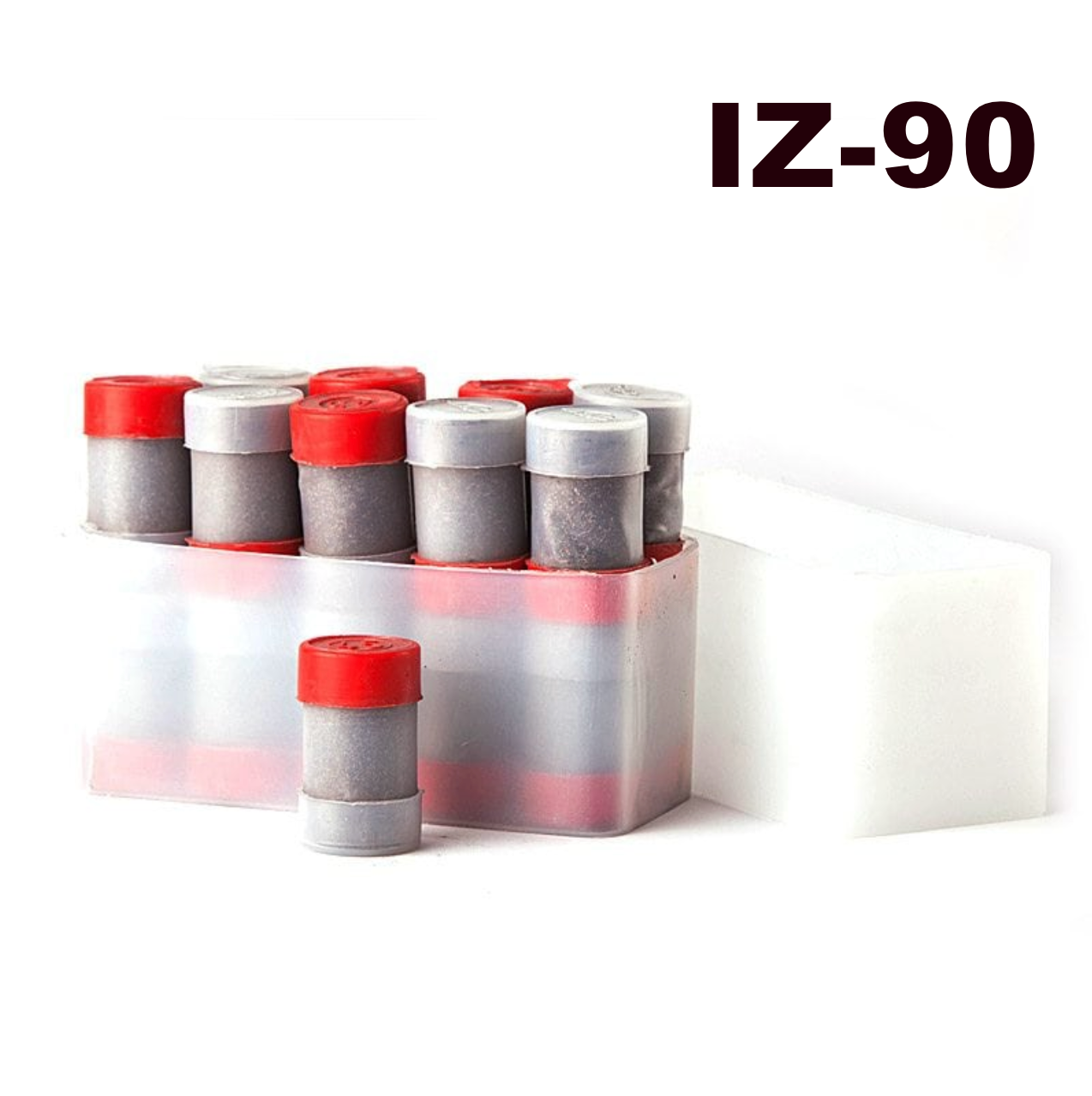 Izzy Exothermic Dual Tube #45 Weld with dual-chamber weld metal and starting material and color-coded caps.