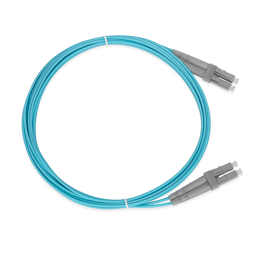 LC-LC Duplex OM3 Multi Mode Aqua PVC Fiber Jumper (Various Sizes)