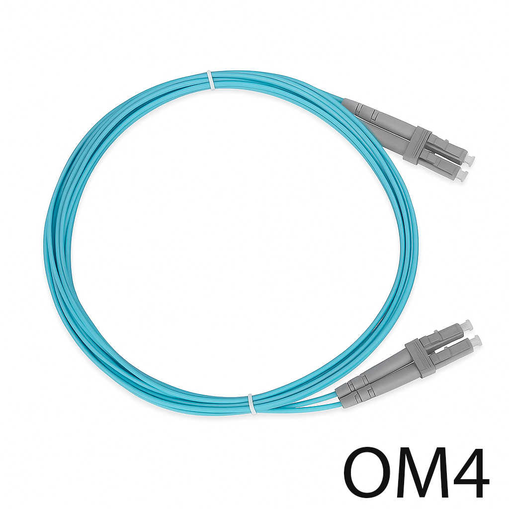 LC-LC Duplex OM4 Multi Mode Aqua PVC Fiber Jumper (Various Sizes)