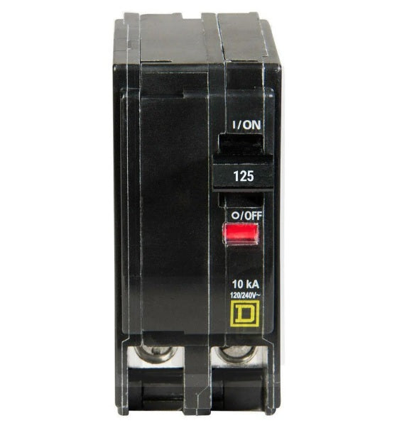 Square D QO2125 125A 2-pole plug-in circuit breaker front view