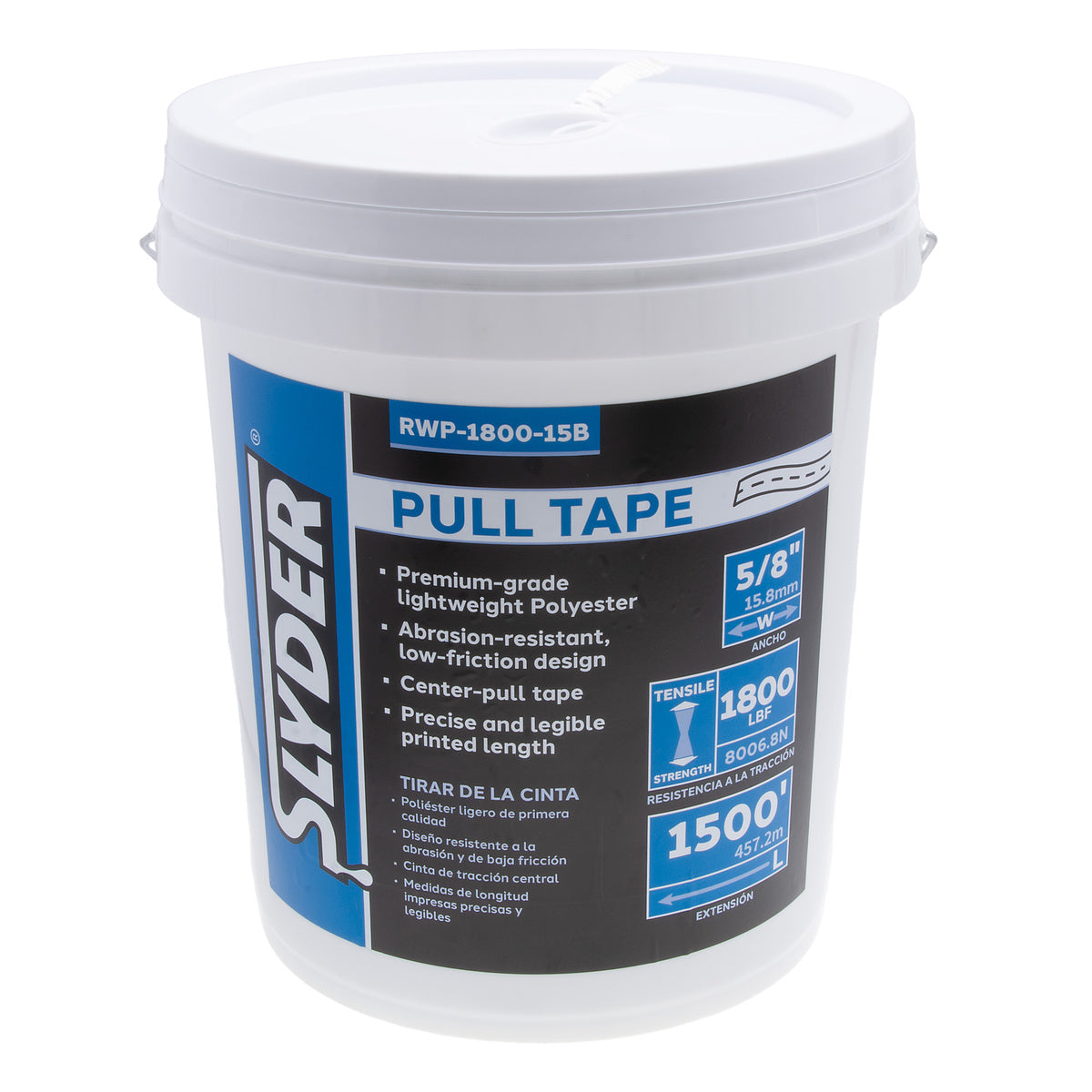 Wire Pulling Tape, 5/8” Wide, 1800lb Strength, 1500ft Bucket