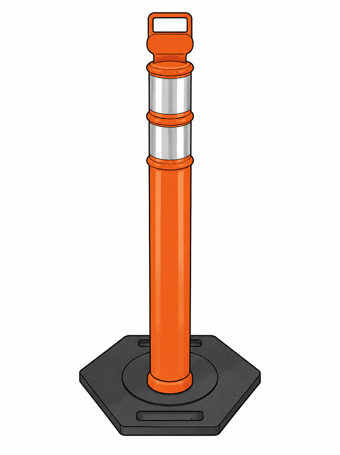 Safety Delineator Post (45" Tall w/Base)