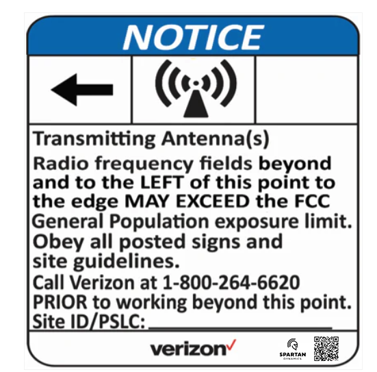 Verizon Blue Notice Left Arrow Pim Rated Sign (7.5"x6")