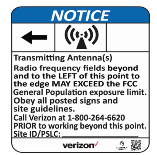 Verizon Blue Notice Left Arrow Aluminum Sign (7.5"x6")