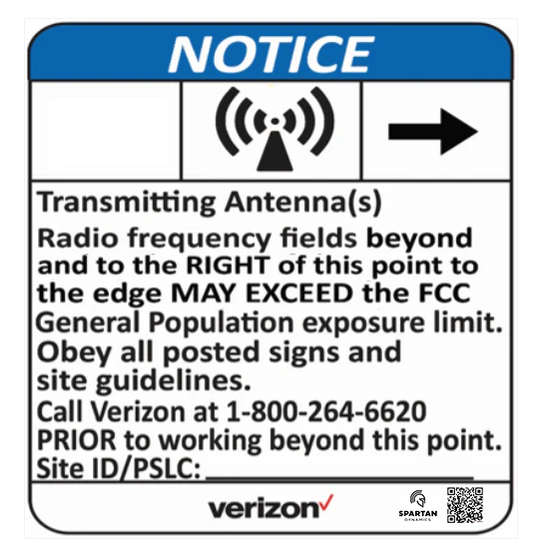 Verizon Blue Notice Right Arrow Pim Rated Sign (7.5"x6")