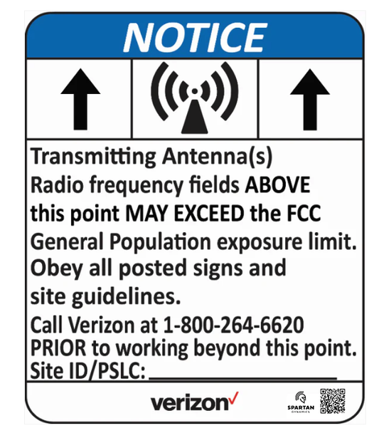 Verizon Blue Notice Up Arrow Pim Rated Sign (7.5"x6")