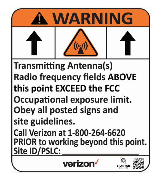 Verizon Wireless Cell Site Warning Sign- Orange Up