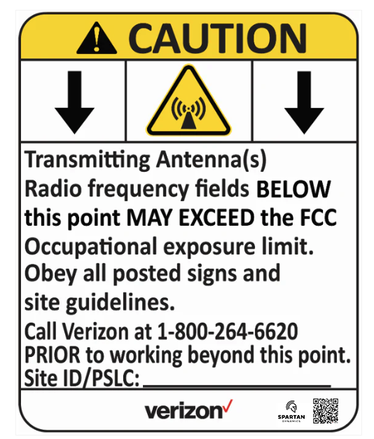 Verizon Yellow Caution Down Arrow Aluminum Sign (7.5"x6")