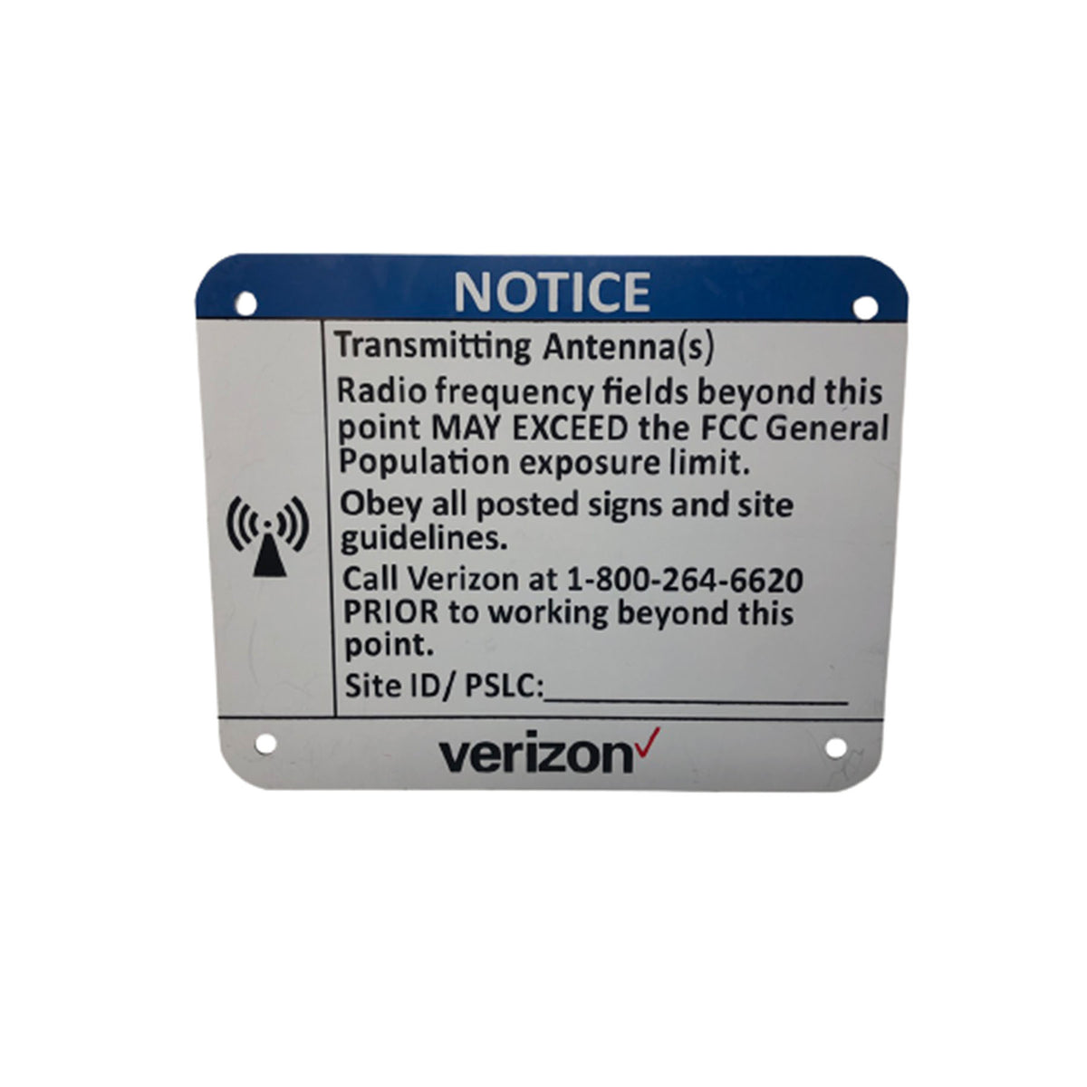 Verizon Wireless Blue Notice Sign (6