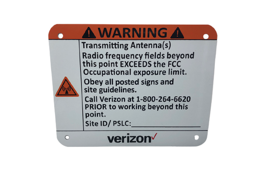 Verizon Wireless Orange Warning Sign (6"H x 7.5"W)